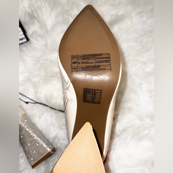 Creme Faux Leather Rhinestone-Heel Booties, size 8 - Picture 8 of 10